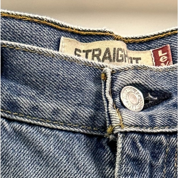Levis 505 Straight Fit Denim Light Wash Blue Jeans Mens 36 x 32 - Picture 5 of 7